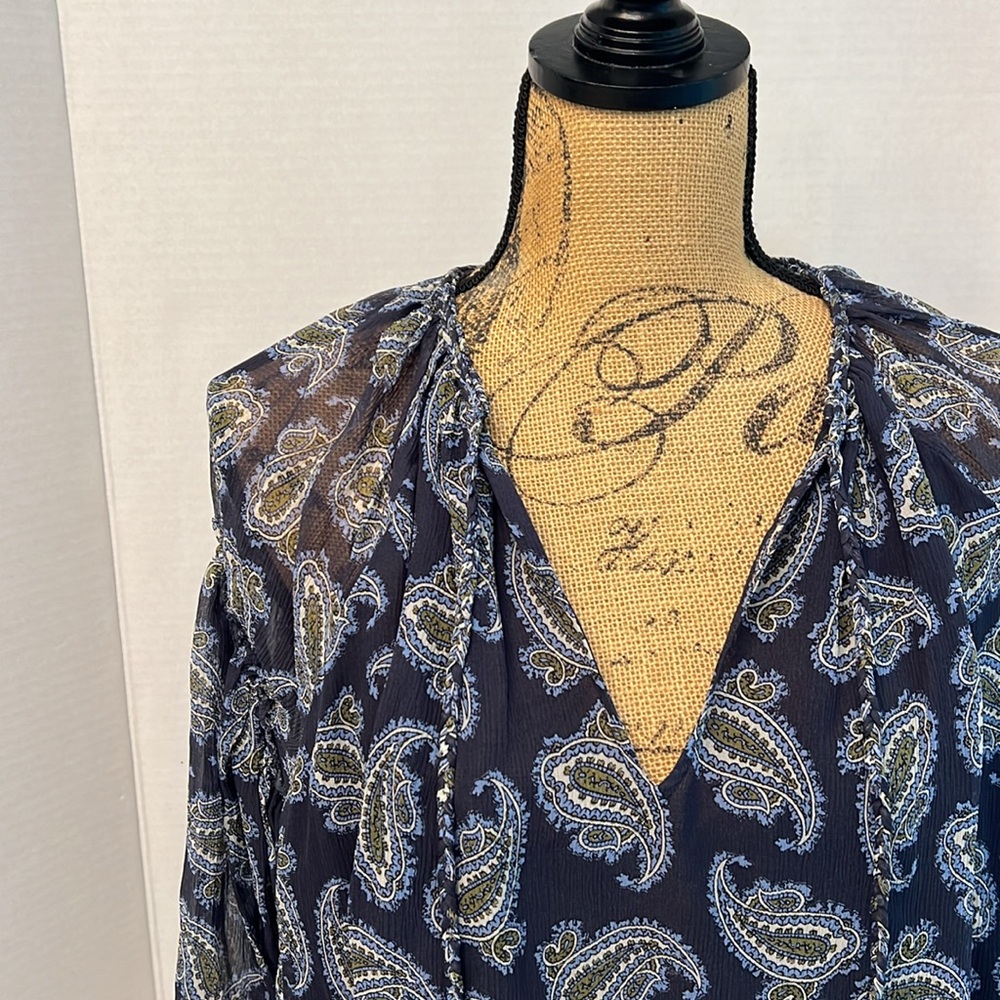 UNSUBSCRIBED SILK PAISLEY OVERSIZED BOHO BLOUSE SIZE 2 - Picture 4 of 16